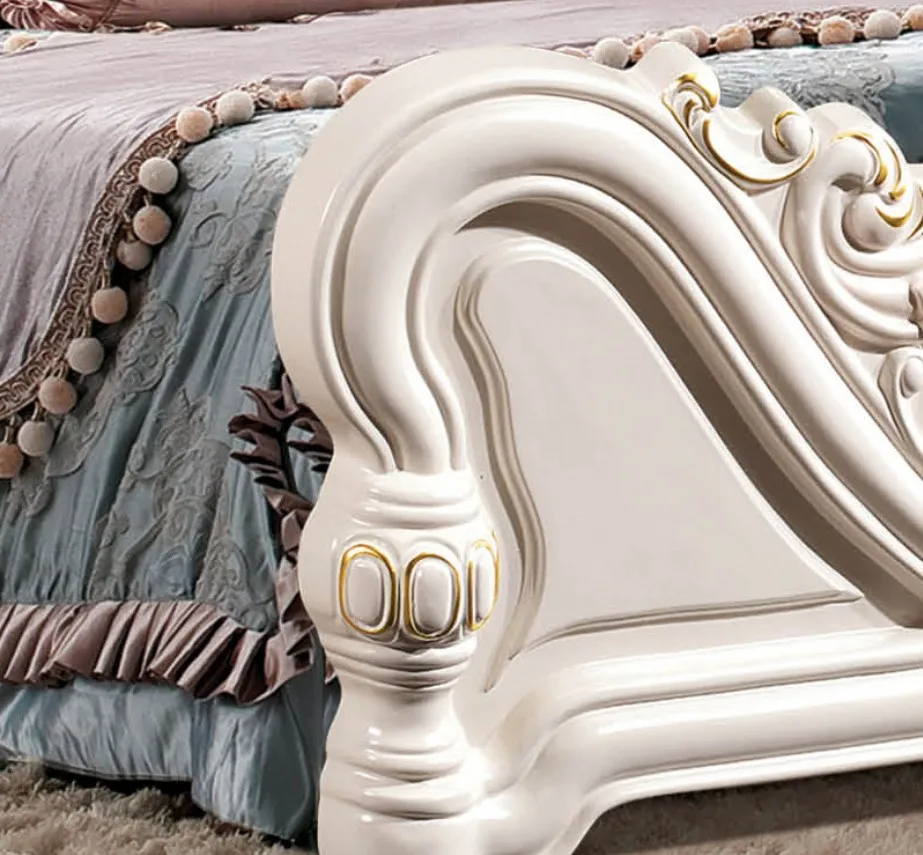 modern european solid wood bed Fashion Carved 1.8 m bed french bedroom furniture HC8801