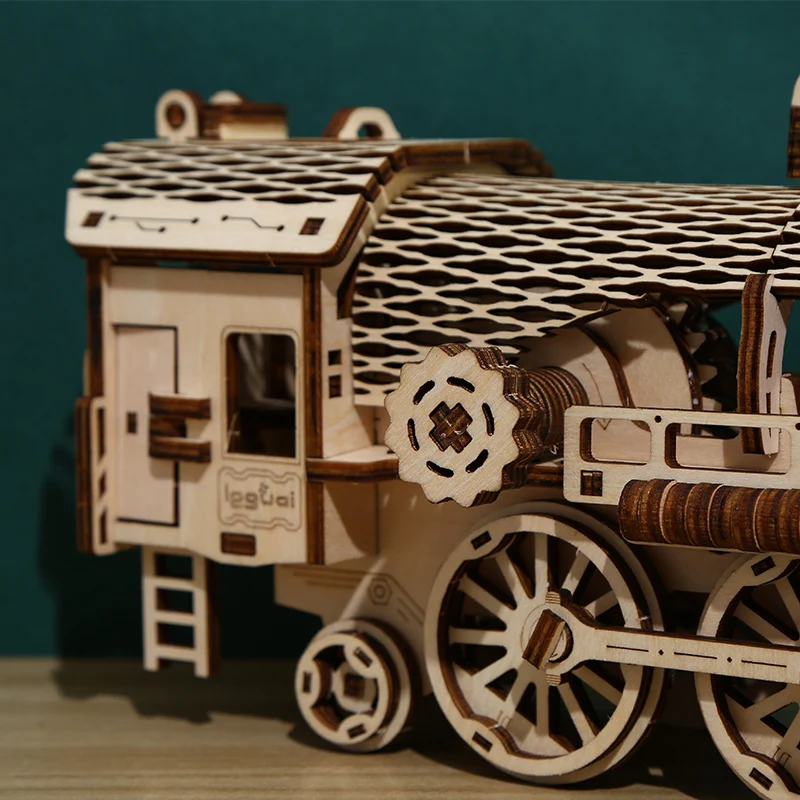 Factory outlet Gear steam train 248 pcs jigsaw puzzle DIY 3d Wood Car Puzzle