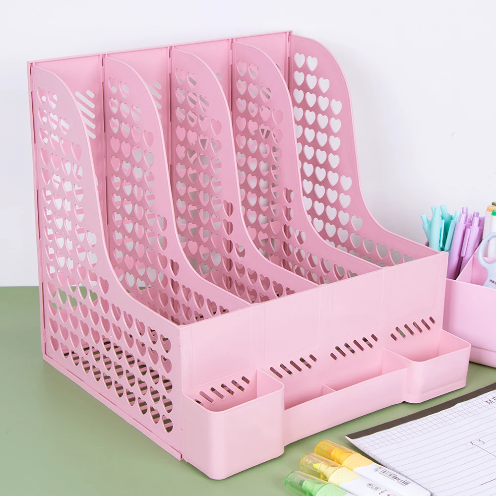 SUNSHING A4 File Organizer Clipboard Magazine Rack Table Document Book File Tray 4 Layers Magazine Holder Plastic Folder