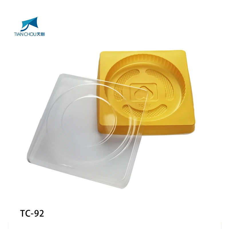 Customized transparent circular plastic food biscuit packaging box, acrylic triangular tiramisu cake container, circular lid