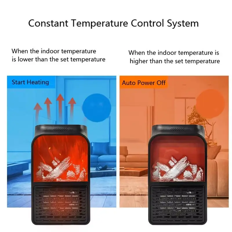 400W Portable Electric Space Heater with Remote Control Quiet Safe Room Heater for Bedroom Personal Mini Heater