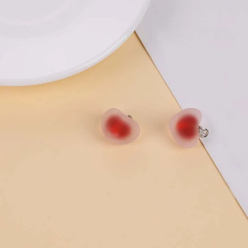 Frosted acrylic peach heart jelly beads earrings charms ring diy jewelry findings handmade keychain accessories headrope pendant