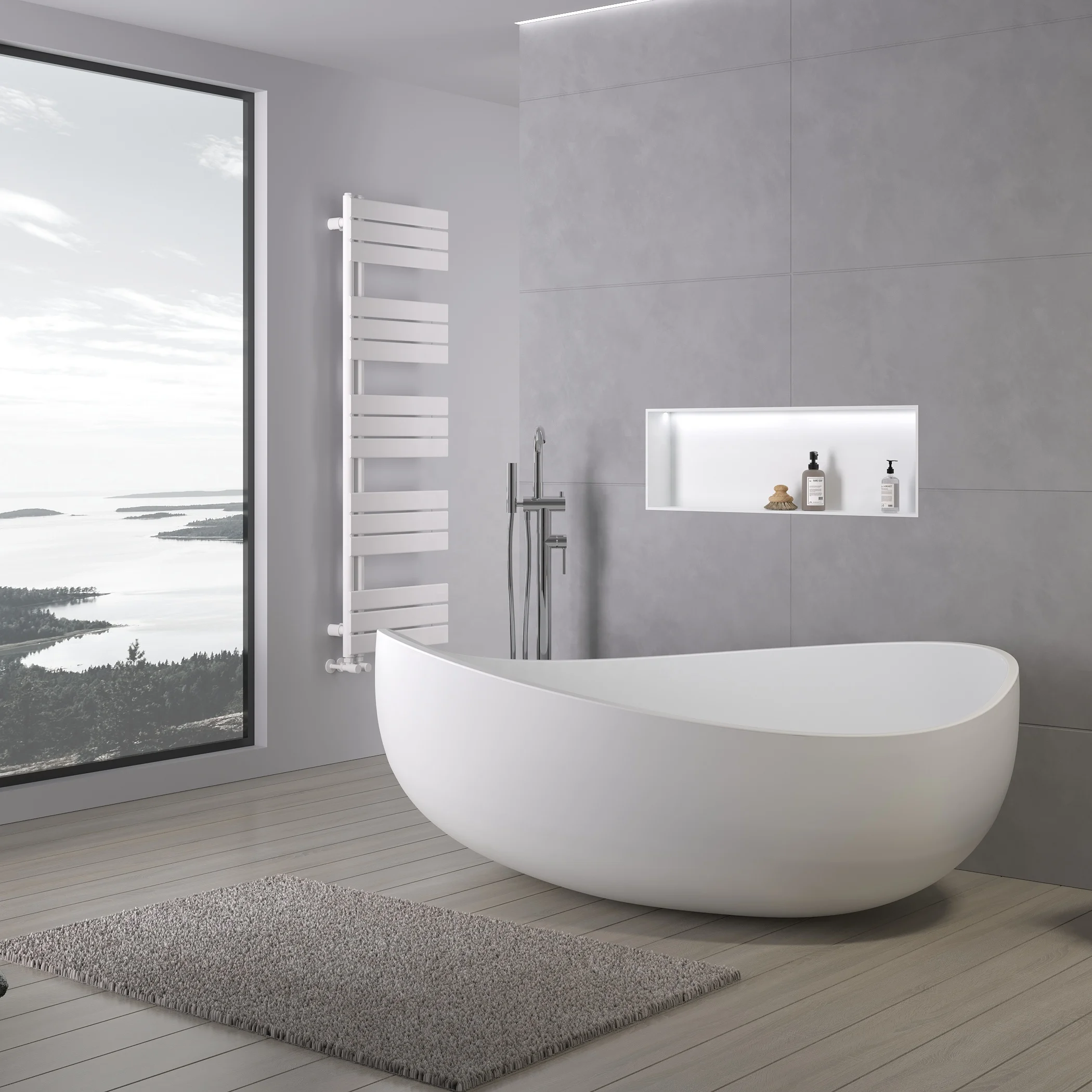 Luxury Bathroom Freestanding Faux Artificial White Stone Acrylic Resin Solid Surface Bath Tub Bathtub