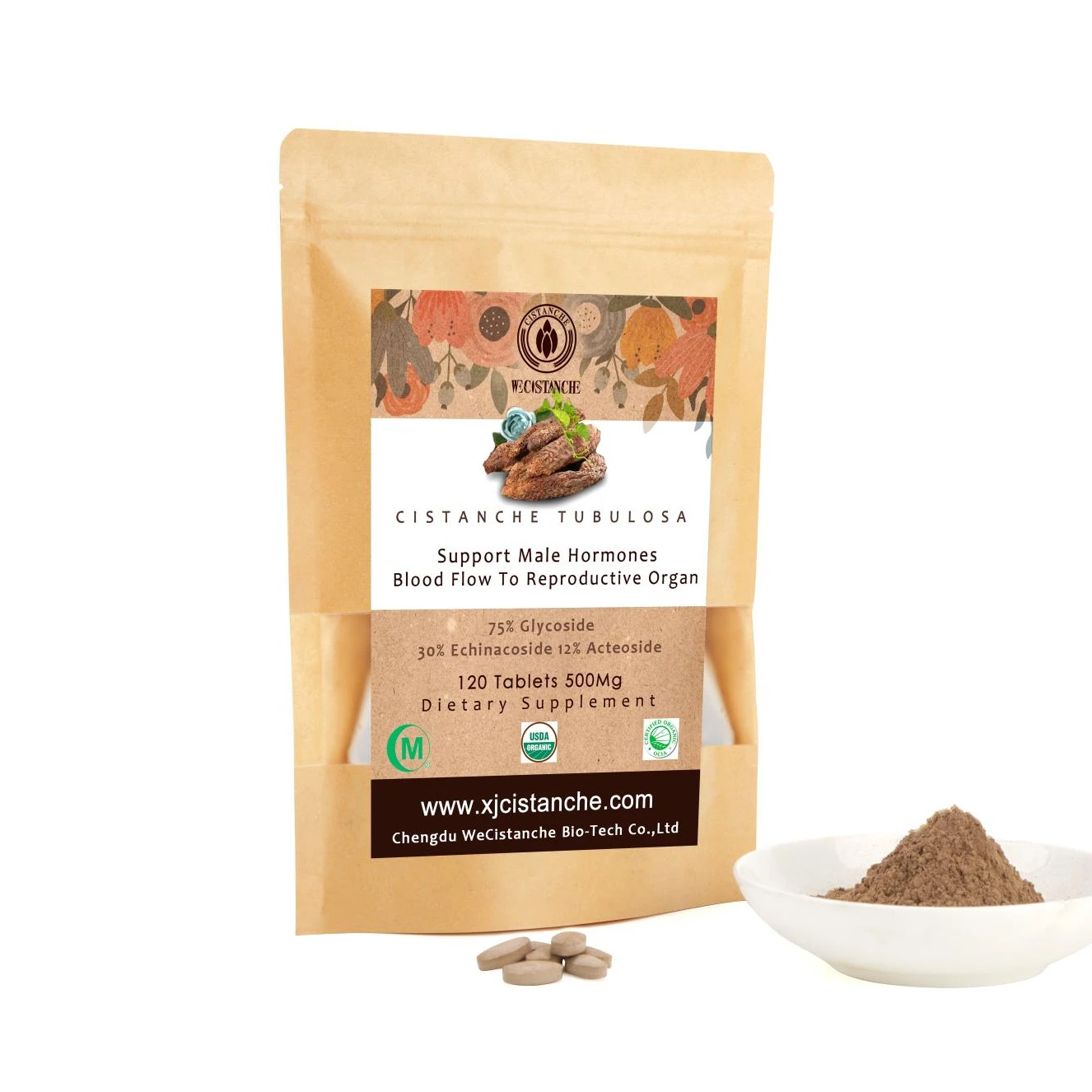 60 Capsules/Pack Kidney Supplement Men Booster Cistanche Tubulosa Extract Tablets 30% Echinacoside 12% Acteoside Cistanche Extra