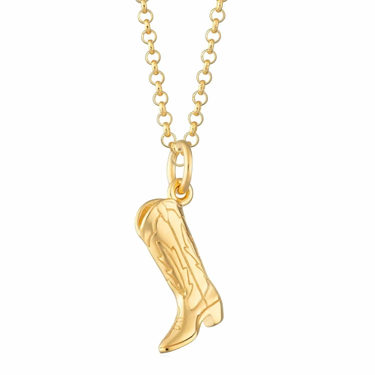 Custom Vintage Gold Plated Cowboy Boots Charm Pendant Necklace Boots Clavicle Chain