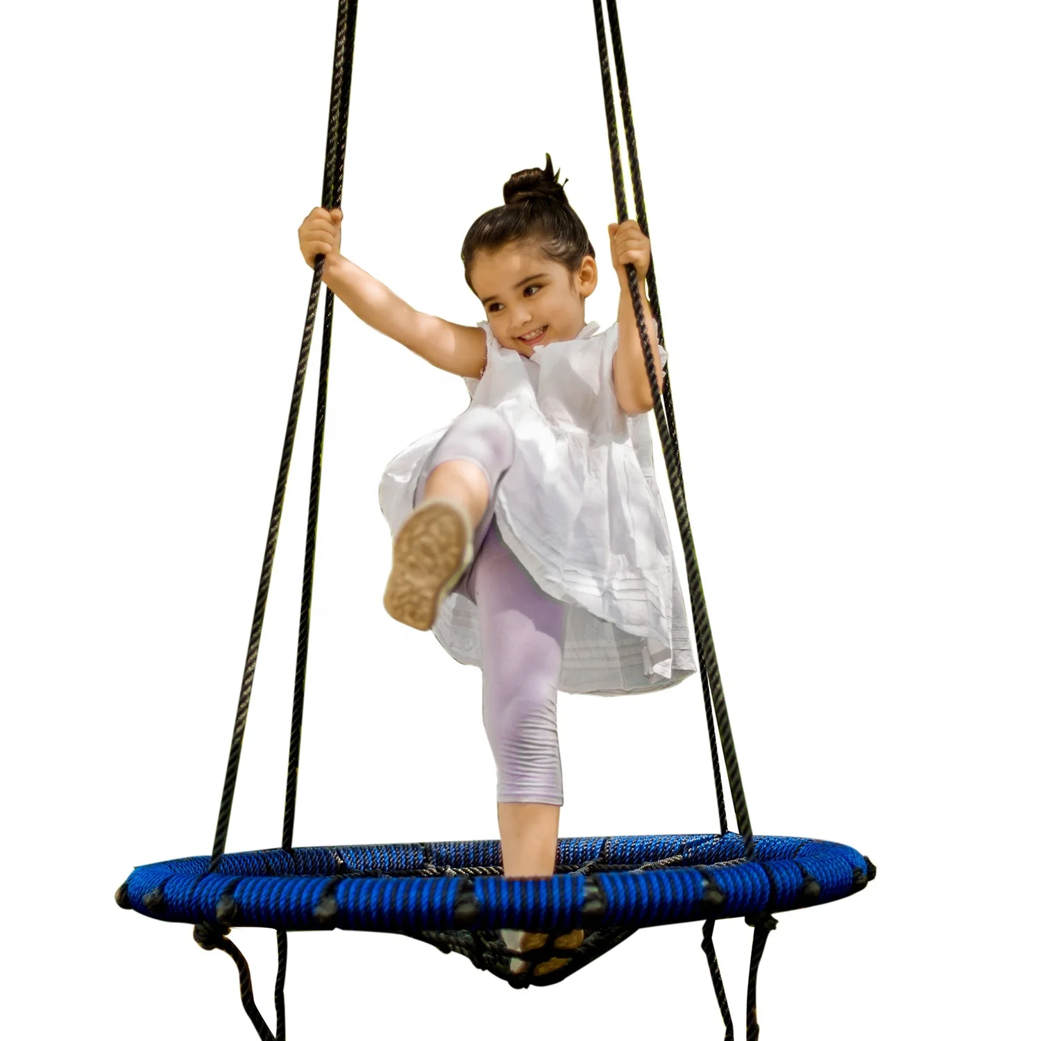 Custom Sales Kids Outdoor Portable Circular Hanging Garden Round Nest Swing Saucer Tree Net Swing