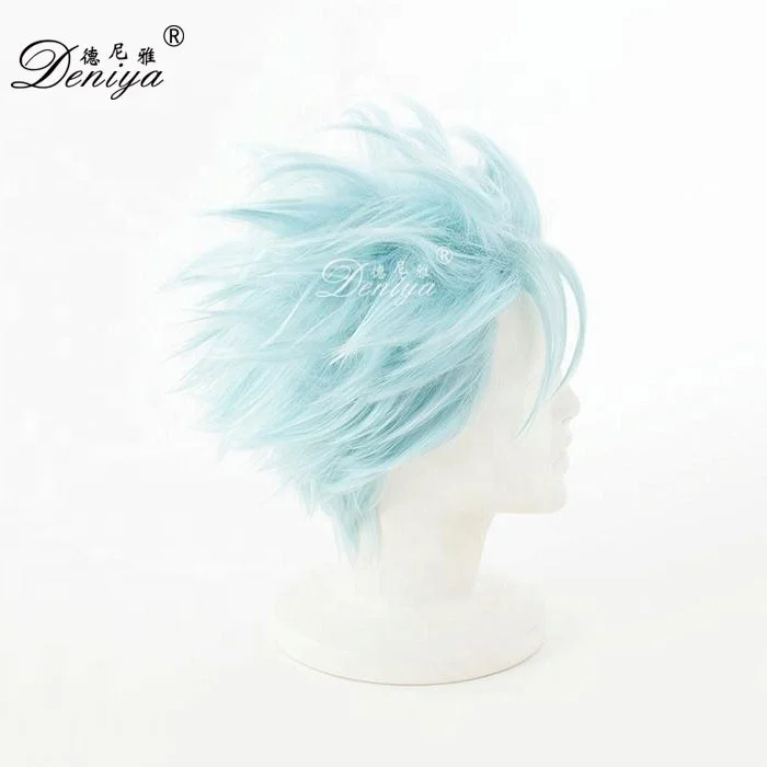 
Light blue naruto cosplay anime wig short cosplay boys wig 