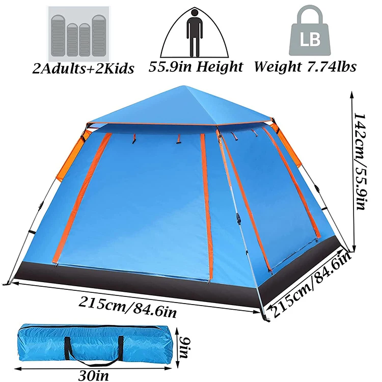 tienda de campana Luxury Big Large 3-4 or 6 or 8 Persons Waterproof Outdoor Hiking Picnic Camping Family Tent for Camping
