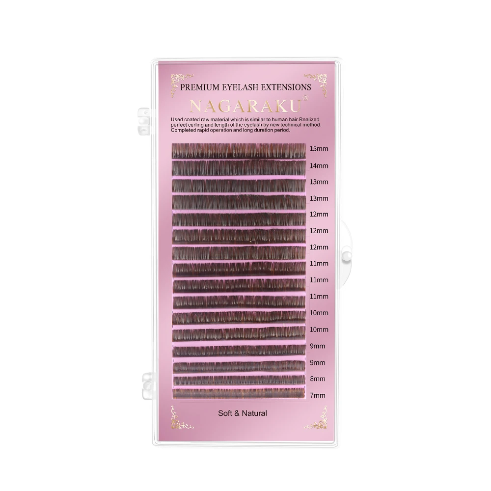 
NAGARAKU Eyelashes Maquillaje Mink Lashes Individual Eyelash 16 Lines Tray Mix 7-15 Brown Color High Quality Soft Faux Cilis 