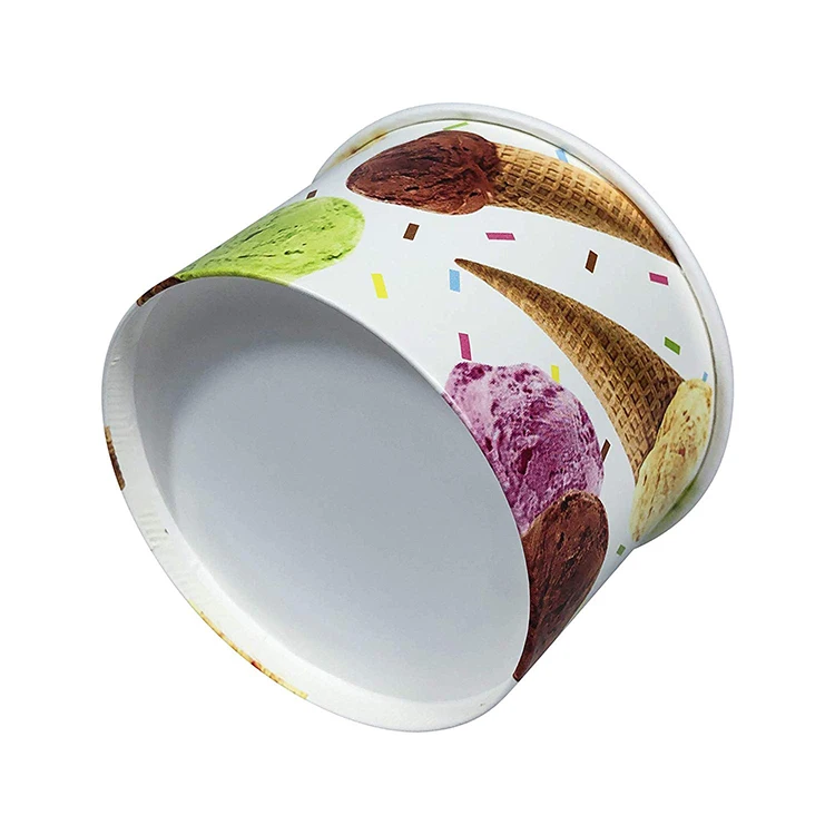 4oz PE coated design biodegradable ice cream paper cup with lids
