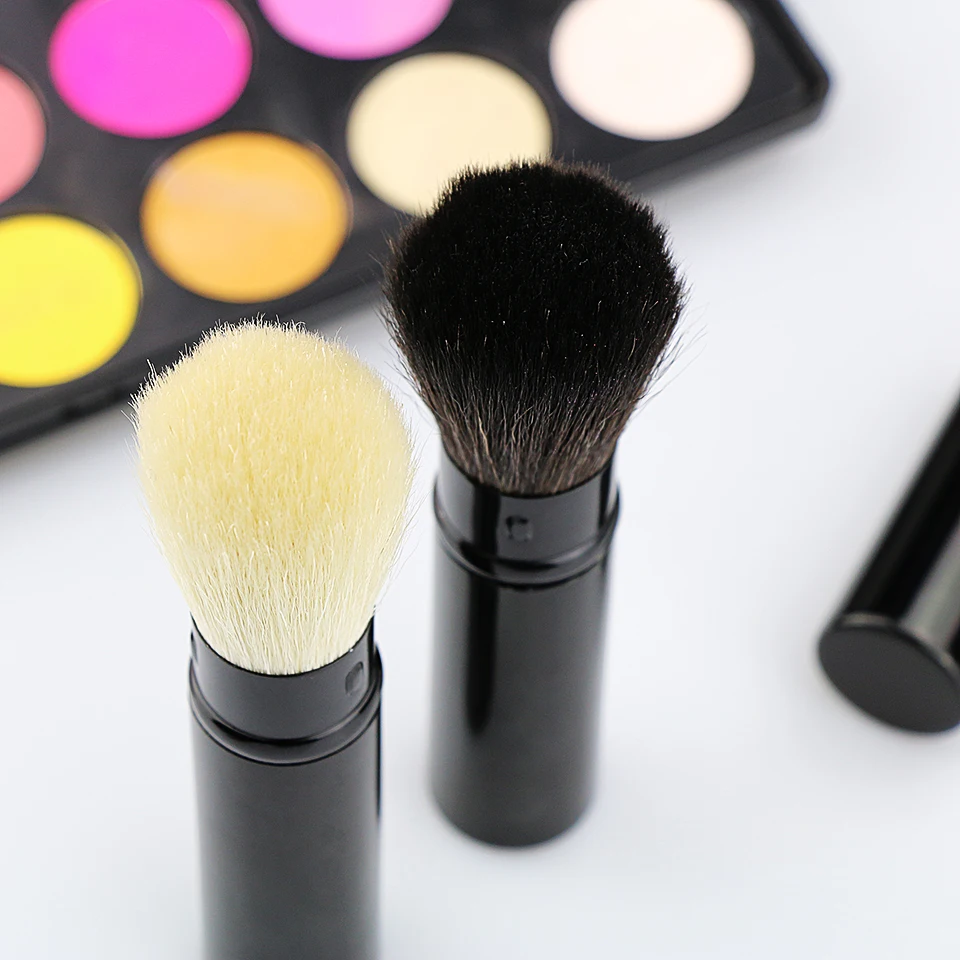 BEILI Retractable Black Kabuki Brush for Liquid Cream Powder Face Makeup with Aluminum Handle Pinceaux Maquillage Professionnel