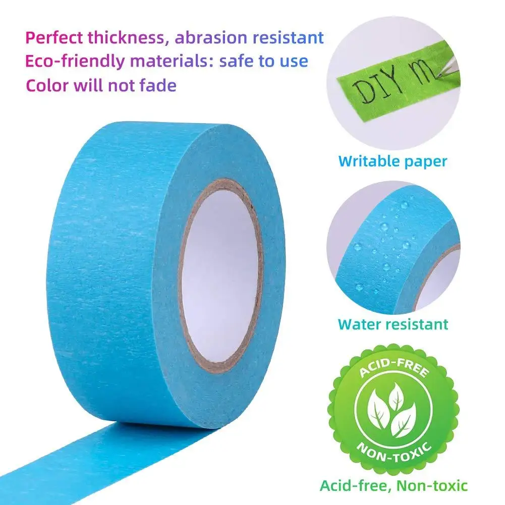 cheap Colored Masking Painters Tape 1 inch x 55yard Colorful Craft Tape and Rainbow Labeling Tape for DIY Art