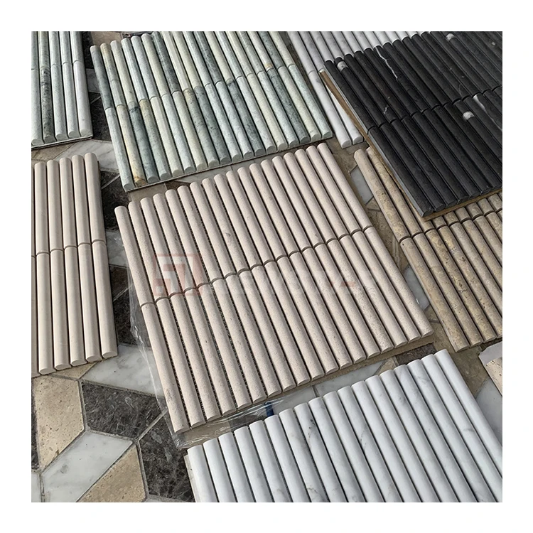 Custom Natural Stone Marble Travertine Stone Kitchen Bathroom Fireplace Surround Regular Single Color Wall Fluted Mosaic Tiles