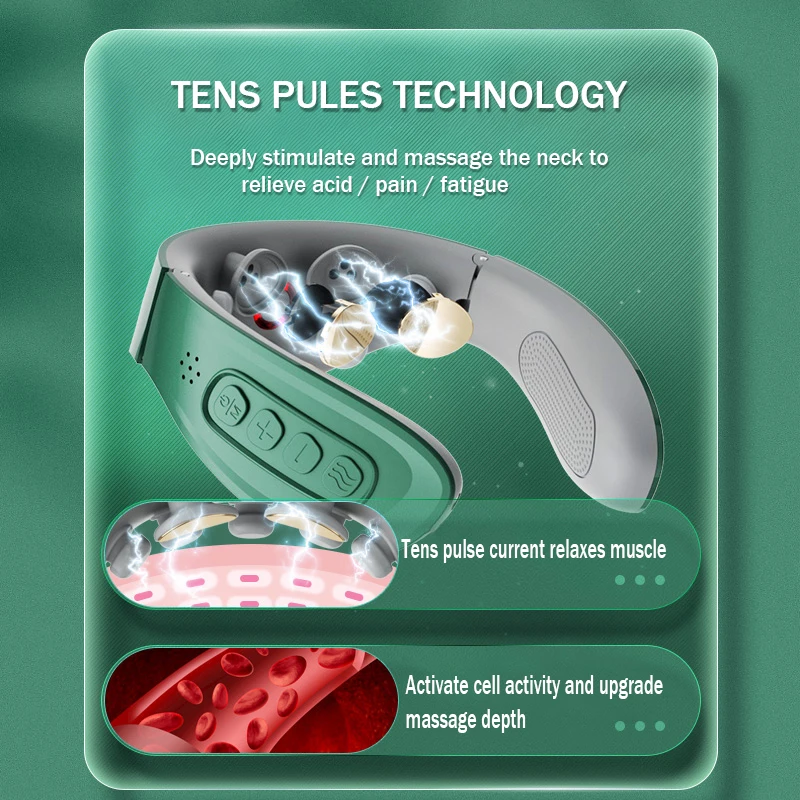 2023 Brand New Design Customized Logo Smart Portable Wireless Comfortable Neck Massager For Neck Back Massager