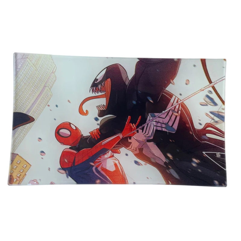 25*15cm Rectangle roll Glass Tray Custom Pattern Premium Shatter Resistant Glass tray herb