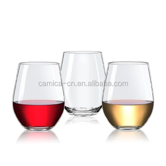 Amazon Hot Sale 16oz PS Plastic 100% Tritan stemless wine glasses Cocktail glasses champagne cocktail Many Colors For Wedding