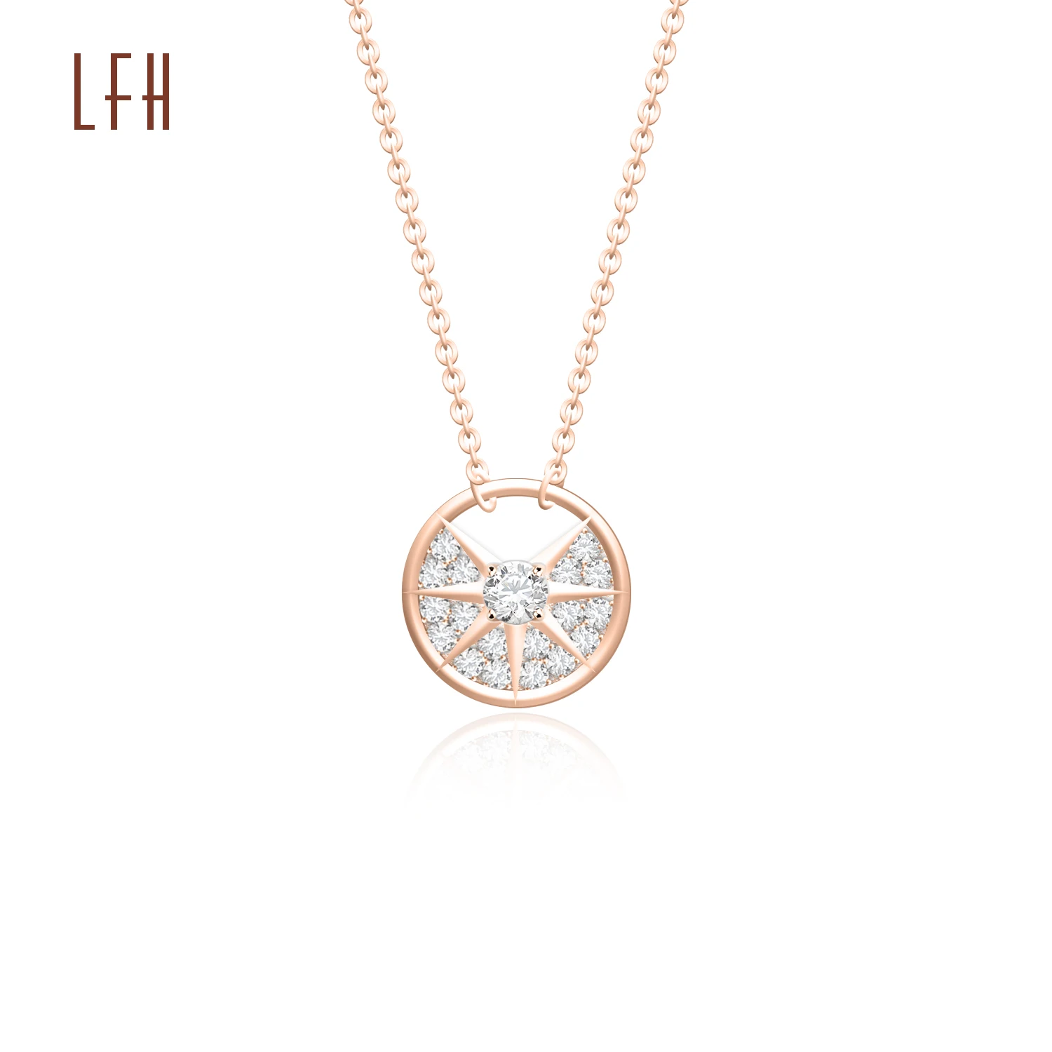 18k with Certificate Jewelry Pure Diamond Necklace Gold New Trendy Fashion Solid Gold Pendant Necklaces Cuban Link Chain Round