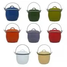 Food grade large size custom color logo pattern cast iron enamel storage bread potato pot with lid