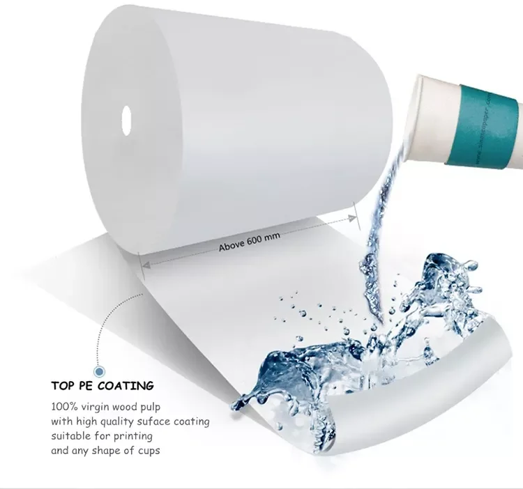 PE coated paper cup roll food grade cup stock paper roll cardboard paper cup raw material