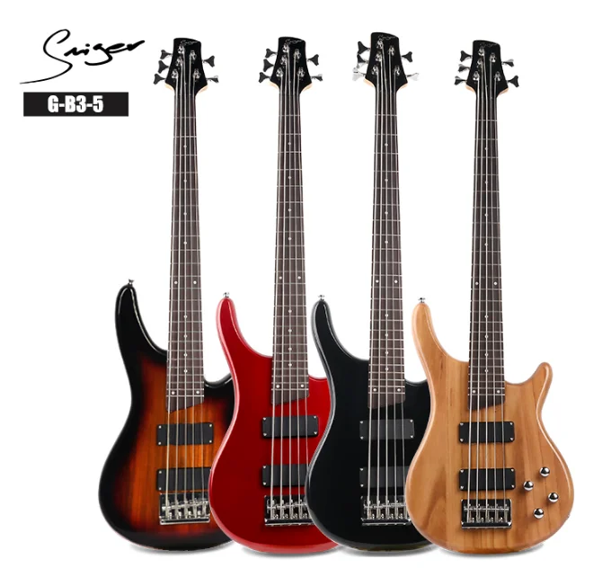 Factory OEM Custom Wholesale High-quality 5 Corde G-B3-5 Strings Electric Bass Guitar with 24 Frets