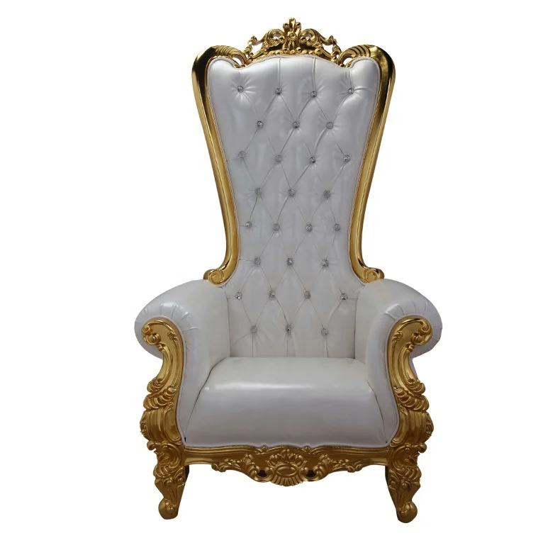 Wood Wed Color Customized Wooden Gold Single Chair Wedding Sofa Velvet Hotel high Back Cheap Carved king