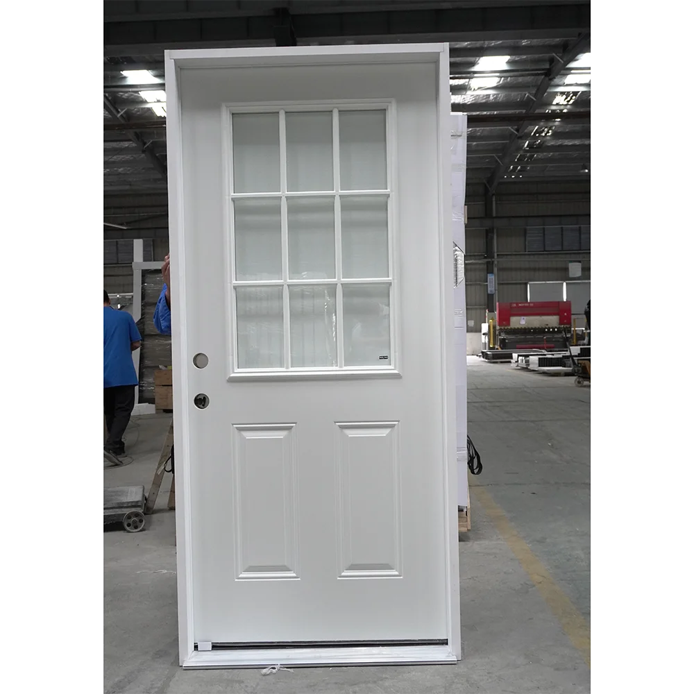 American 9 lite top 3 panel steel front door Residential Entry Doors