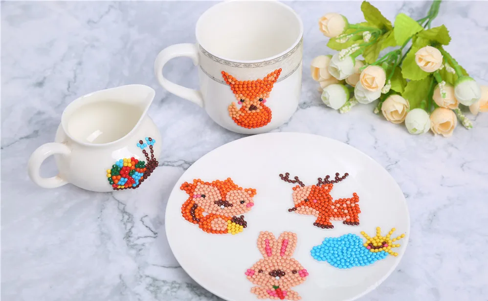 DIY шаблоны с животными, алмазная вышивка для детей, круглая Алмазная картина, наклейка, Рождественский комплект