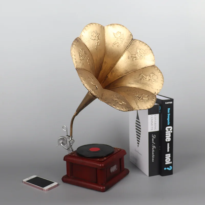 Ретро старая виниловая запись фонограф модель ностальгическая гостиная мягкие украшения фотография Реквизит