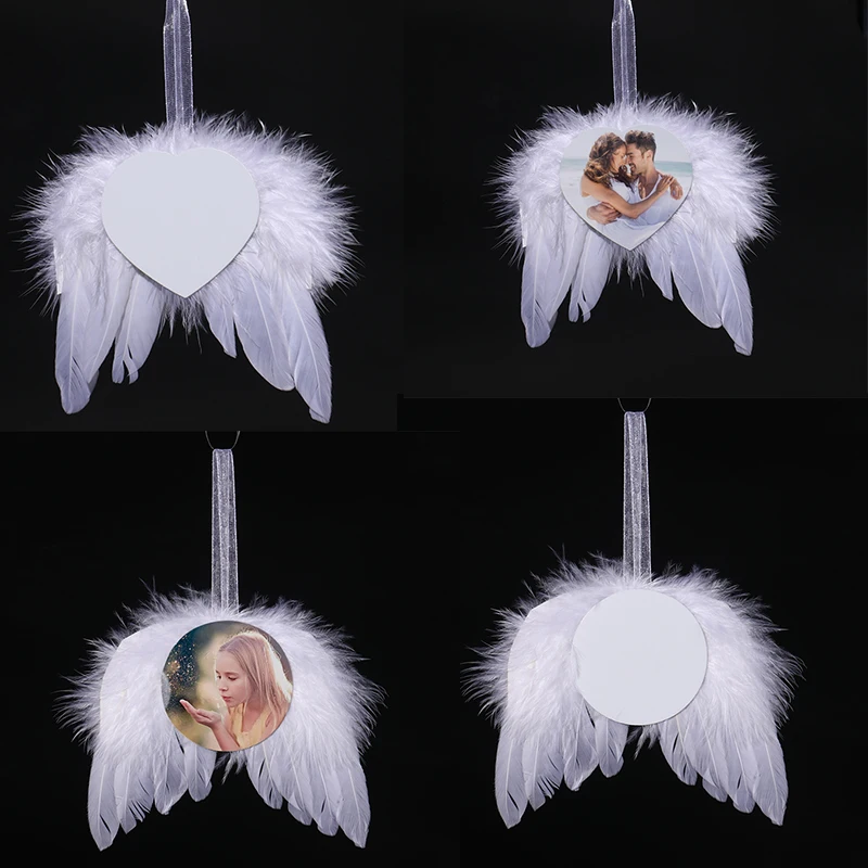 DIY LOGO Popular Christmas Gift Sublimation feather angel wings ornaments