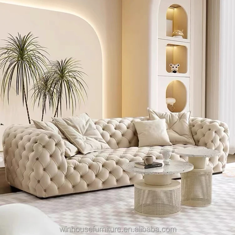 Диван для дома современный диван мебель роскошный бархатный с глубокими пуговицами гостиной