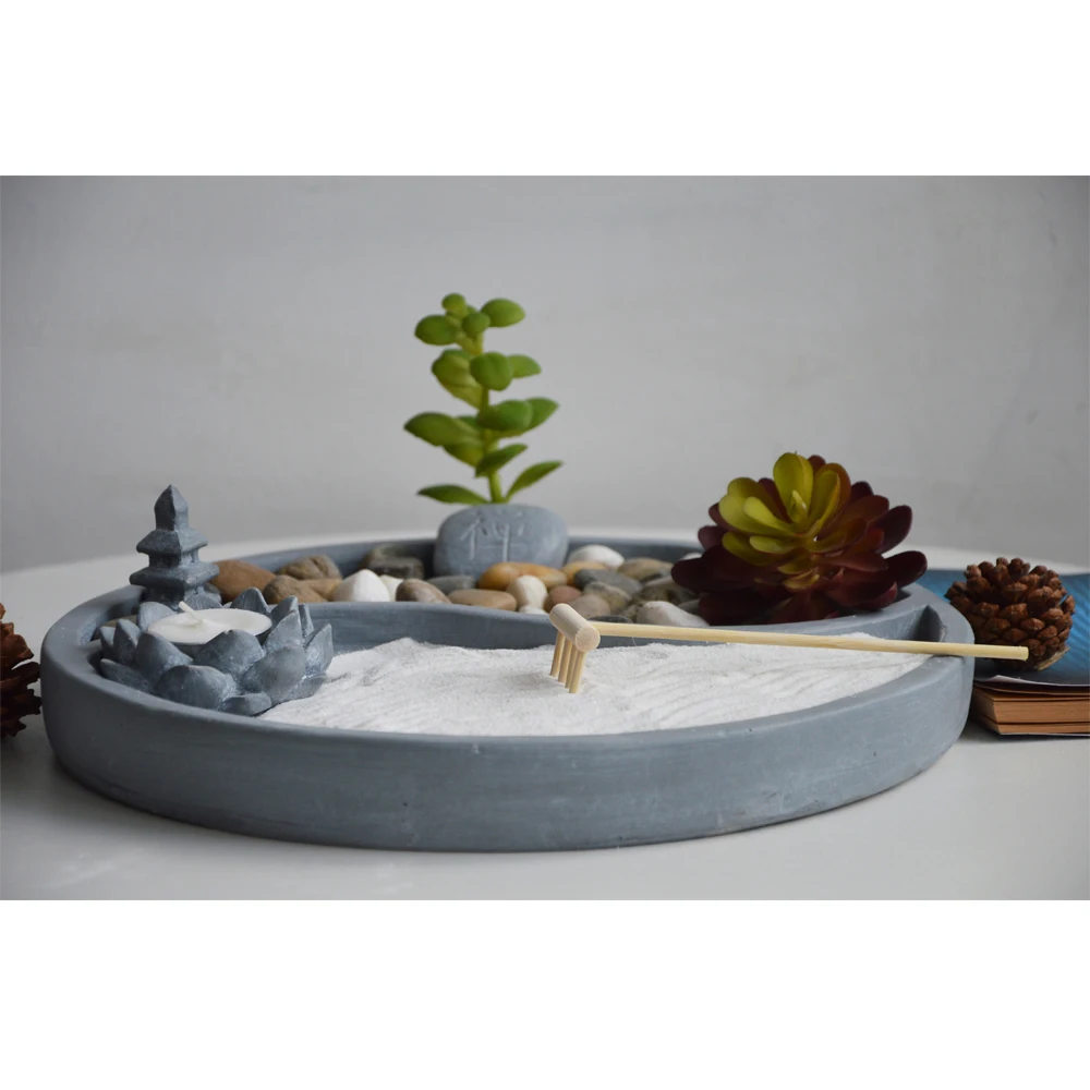 Мини fengshui Будда дзен садовые песочные грабли с бонсай для рабочего стола авторским