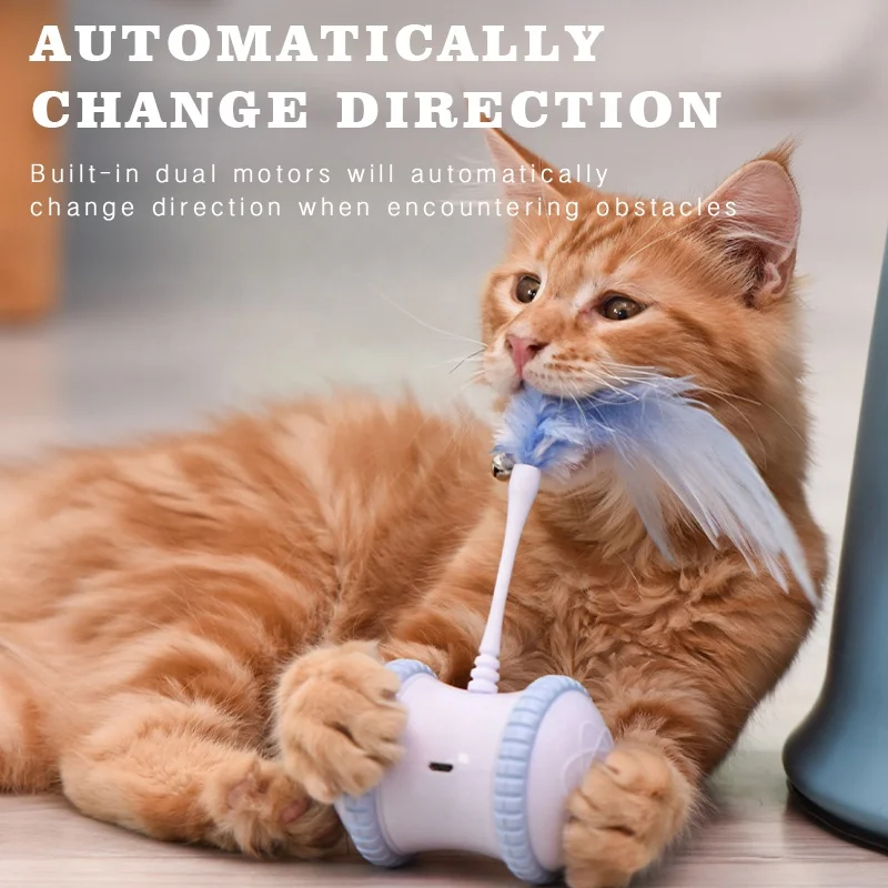 Eco-friendly USB rechargeable interactive smart rolling pet cat toy moving cat teaser funny for pet