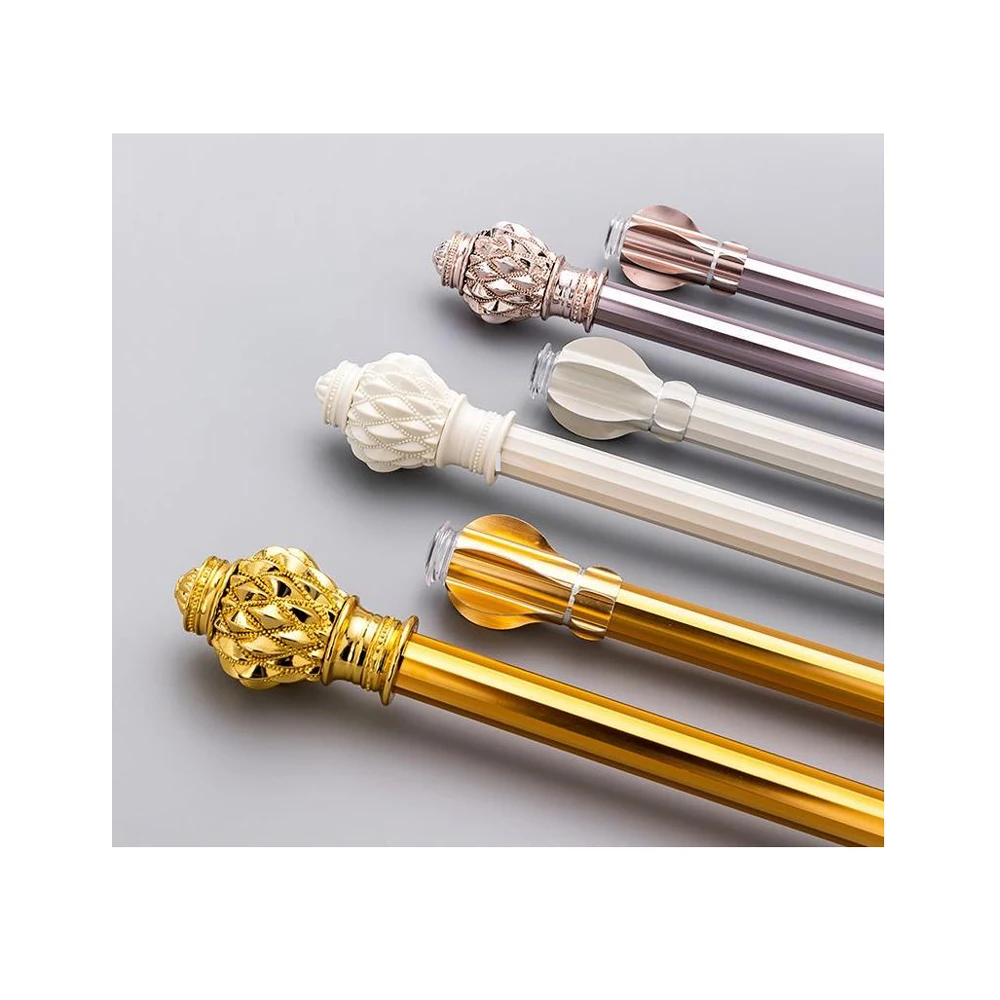 Sliding Door Curtain Rod with Noise Reduction Material Various Rod End Caps Selection Golden Curtain Rod for Curtains