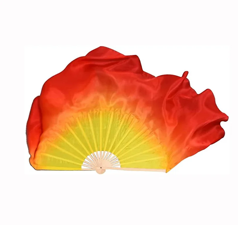 Winged Sirenny Double Silk Belly Dance Short Silk Fan Veil