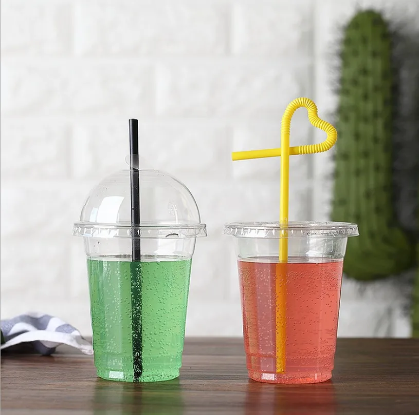 custom  PLA disposable biodegradable Cold Drink cups with lid