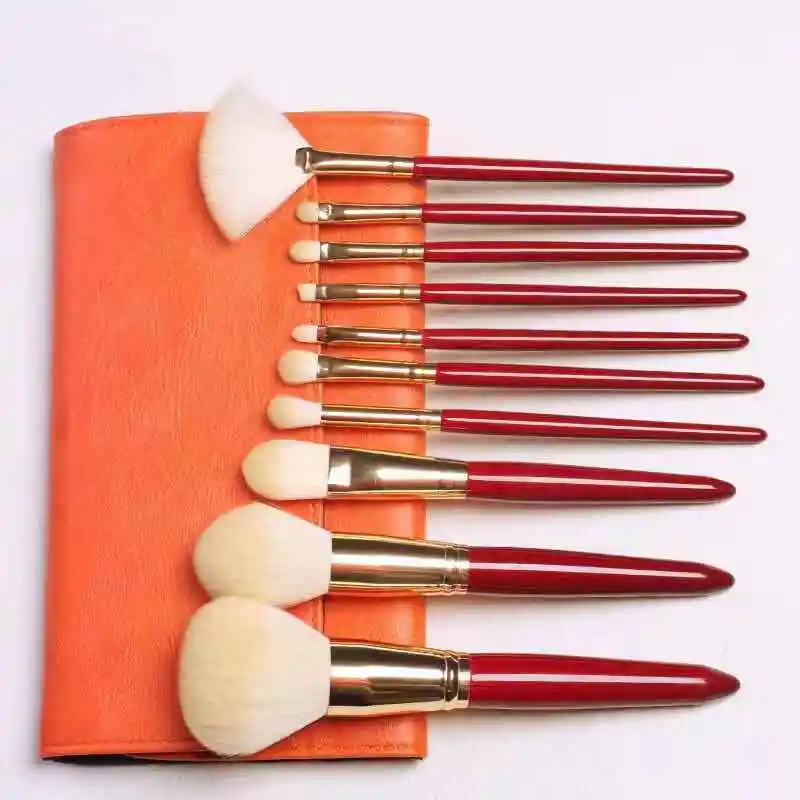 
Лидер продаж, набор кистей для макияжа с красной ручкой/кисти с деревянной ручкой для макияжа с личным логотипом 