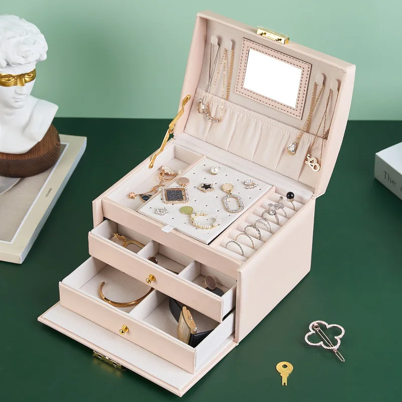 Multi-drawer jewelry box -Can store necklace, earrings, brooches, bracelets, rings