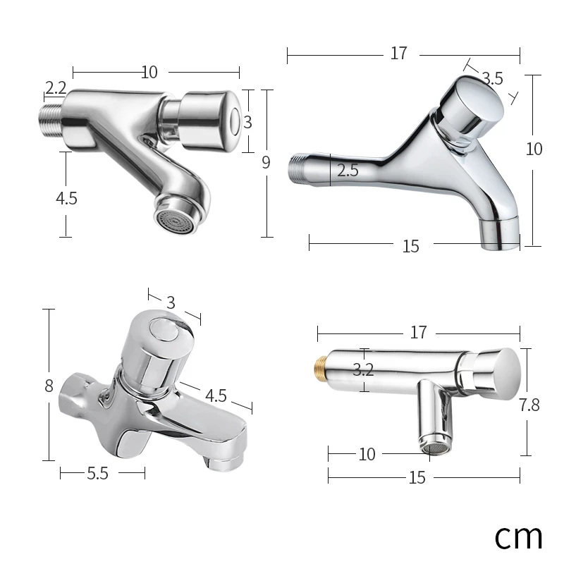 High Quality Wall Mount single cold tap Push Button Time Delay Action Faucet Brass Commercial Bathroom Faucet
