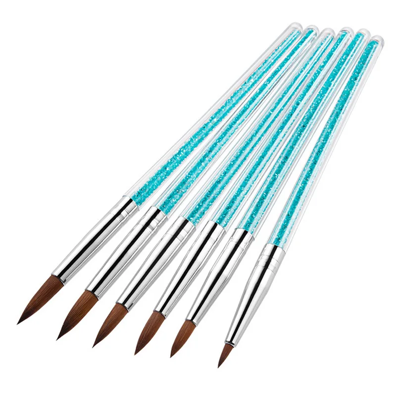 bin new Manicure Tool design crystal pen blue diamond 6 pieces/Set nail diy art acrylic brushes