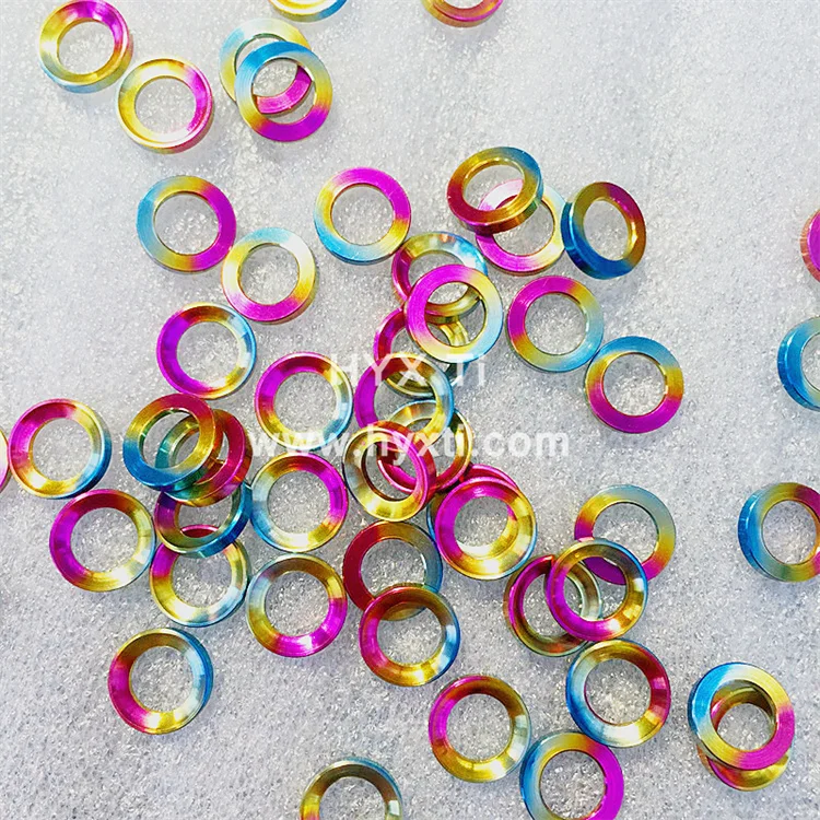 Customized CNC Rainbow  Titanium Convex And Concave Washers