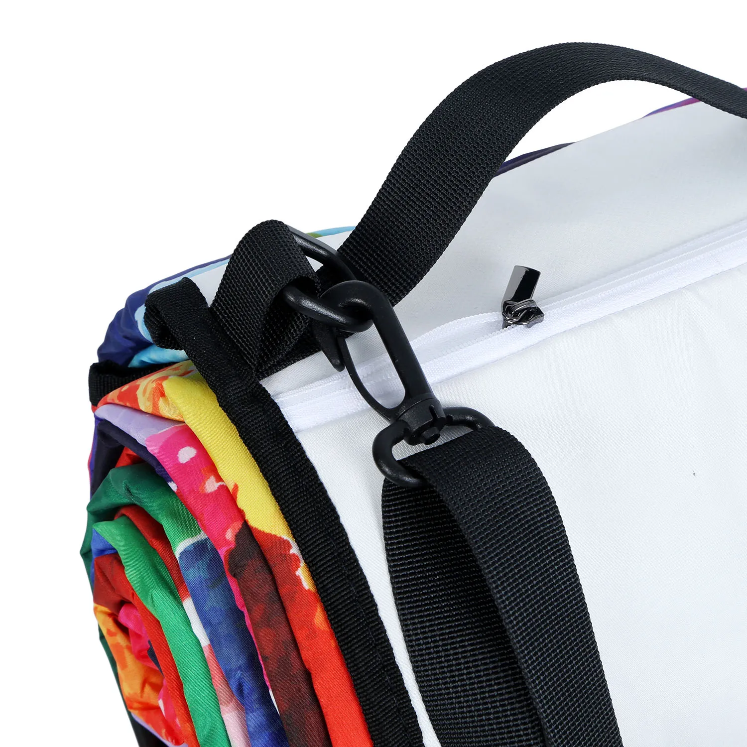 custom soft picnic mat flowers strap poylesrer flap picnic roll mat tote