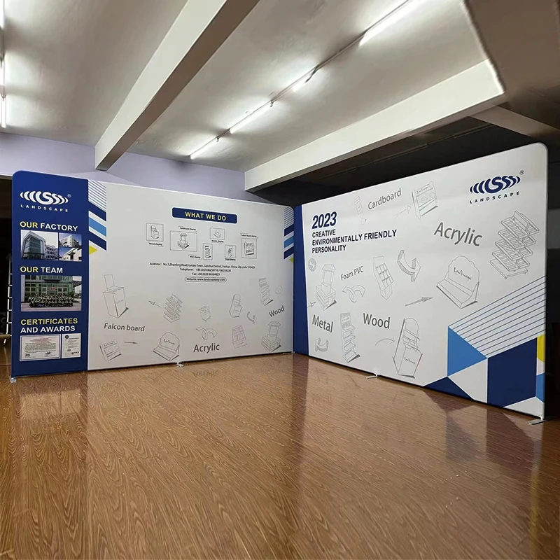 Wholesale Portable Display Stand Tension Fabric Backdrop Trade Show Pop Up display Banner