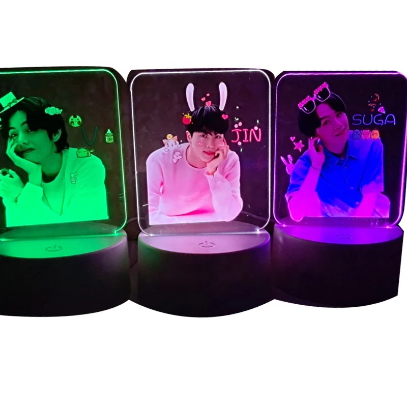  Оптовая продажа товары Kpop Idol яркие светящиеся Акриловые Настольные лампы Tinytan Bangtan