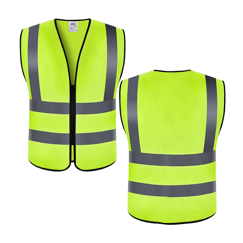 Zipper Closure Reflective Vest Silver Matte Shiny Traffic Safe Vest Running Construction safety west with Pocket