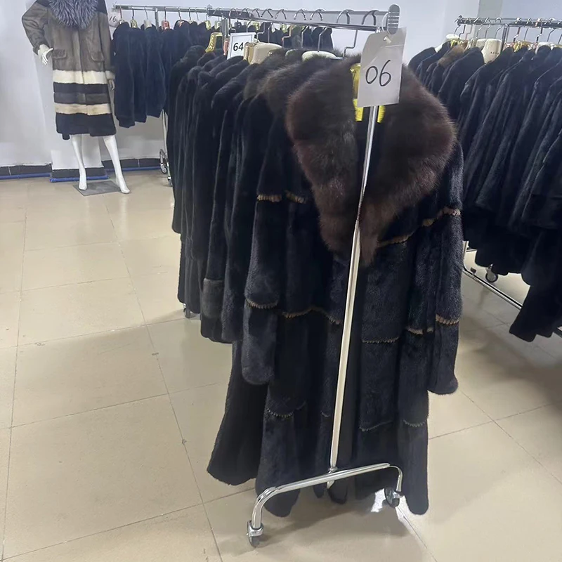 Winter Warm Luxury Real Mink Fur Coat For Women