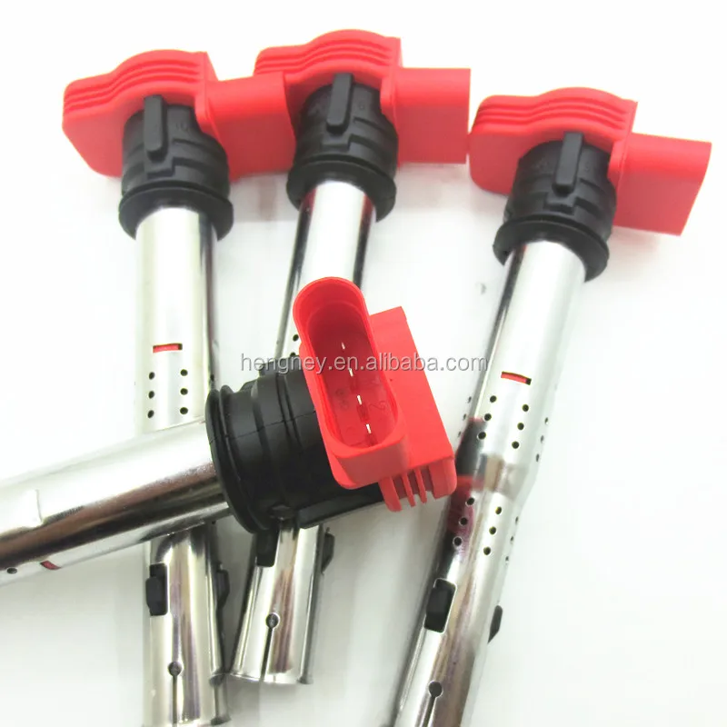 Красная катушка зажигания Hengney 06E905115F 06E905115E 06E905115A 06E905115 для GTI Rabbit Golf Passat CC Jetta A4 A5 A6 TT Q5 Q7 R8