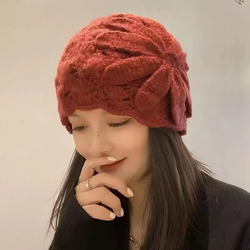 Вязаная шапка ручной работы шерстяная теплая и холодная детская вязаная шляпа из дынной кожи