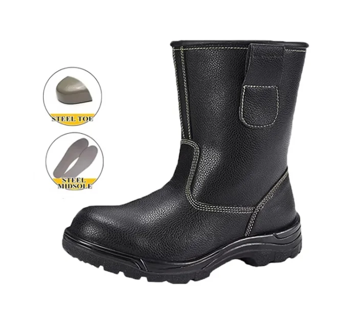 Best-Selling Men Shoes High Cut Cow Leather With Pu Outsole Steel Toe Oil Resistant Heavy Duty Rigger Mining Work Safety Boots