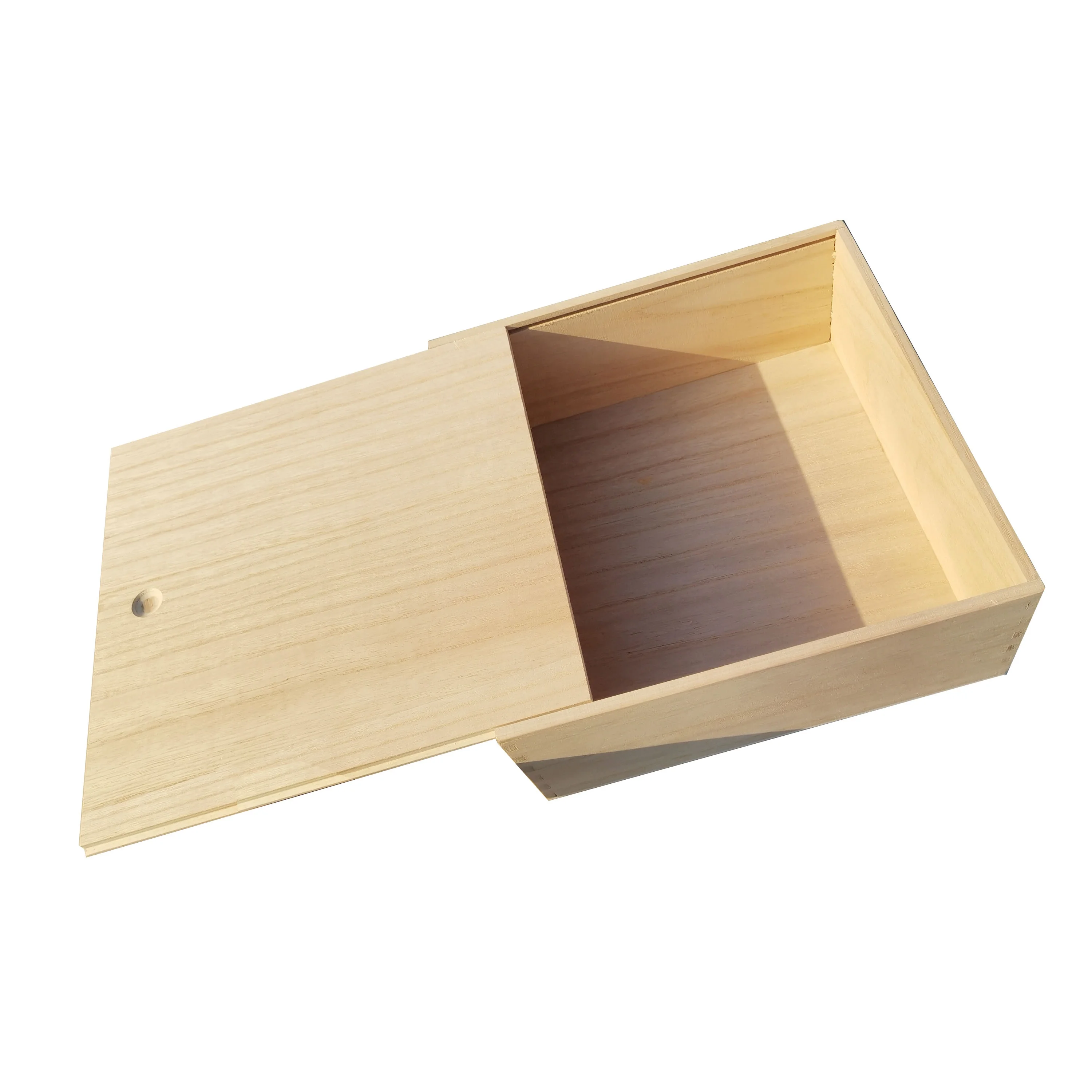 Custom large Wooden box with sliding lid paulownia  wood box storage large wooden cases