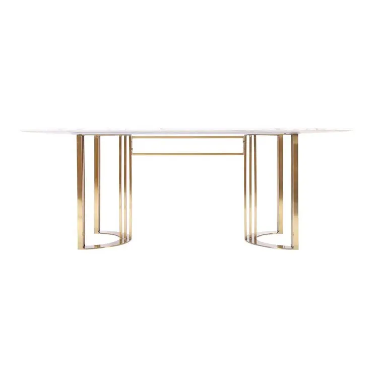 Wholesale Modern Luxury Dining table set Rectangular Top Stainless Steel Base Marble Dining Table